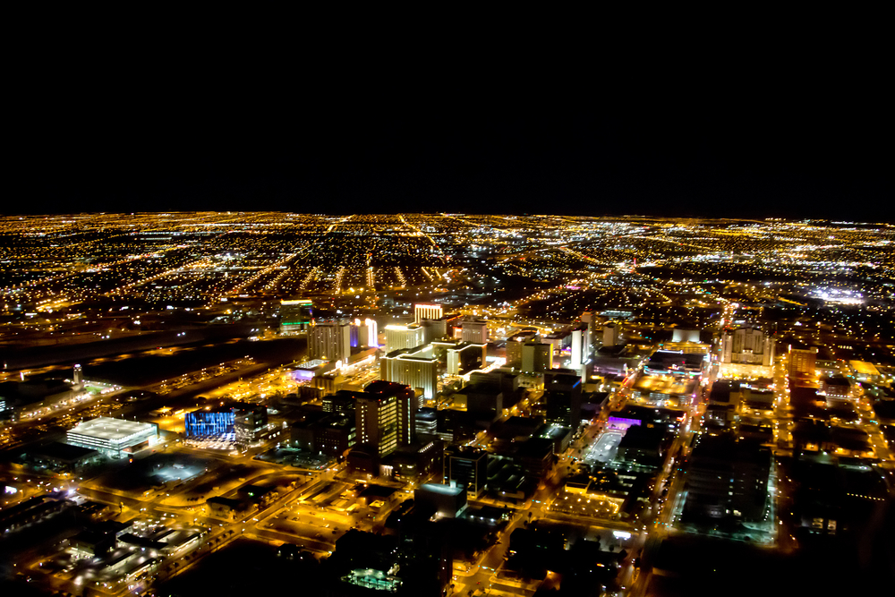 Las Vegas at night with all the lights on
